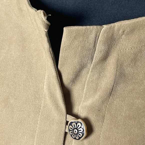 R&K Original Jacket Womens 14 Beige Black Stretch Round Neck Long Sleeve Classic - Picture 3 of 7